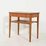 Scandinavian bedside table with slatted shelf