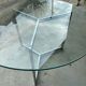 Large round table slab of stainless glass base