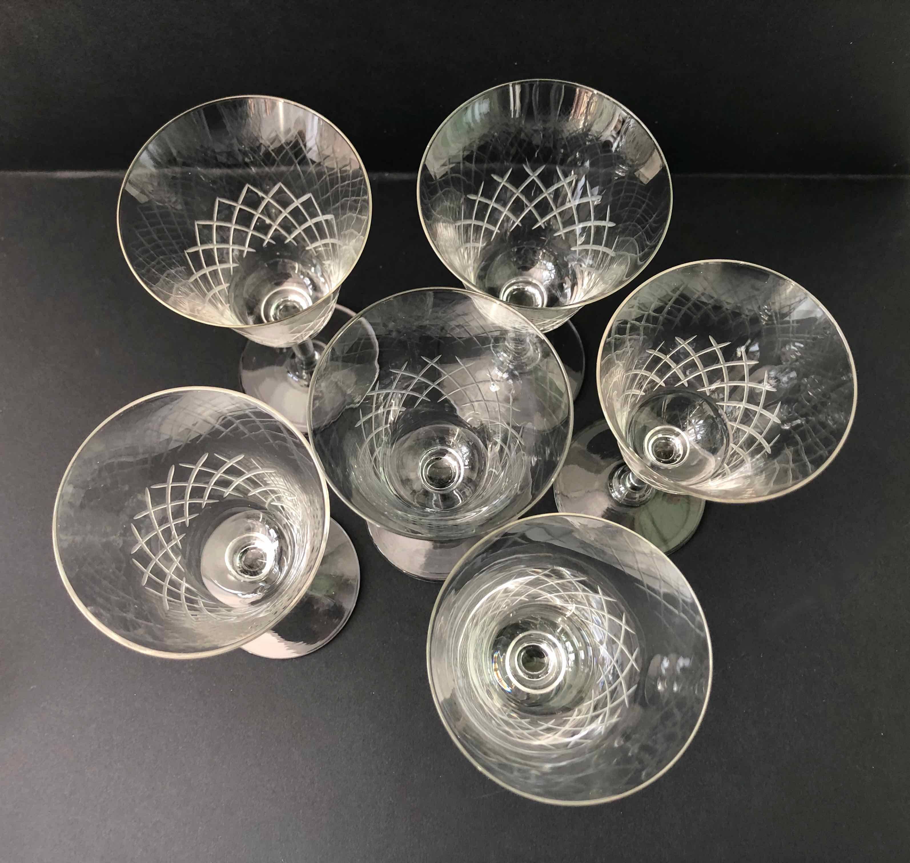 6 engraved wine glasses