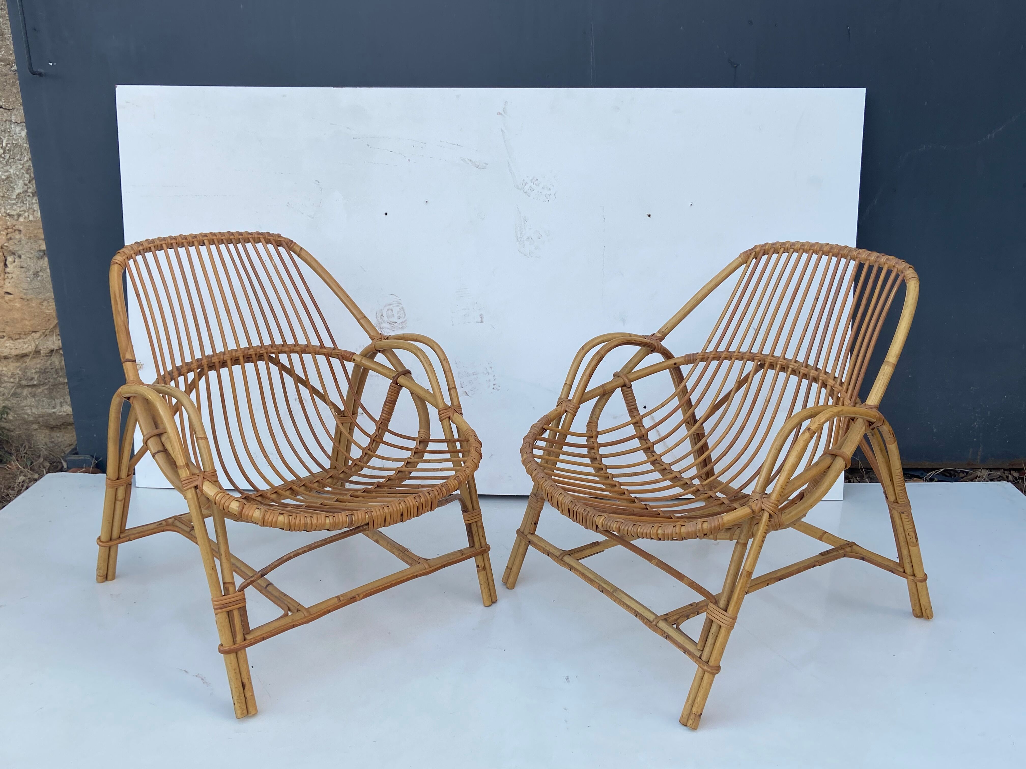 Pair of rattan drivers from the 50s