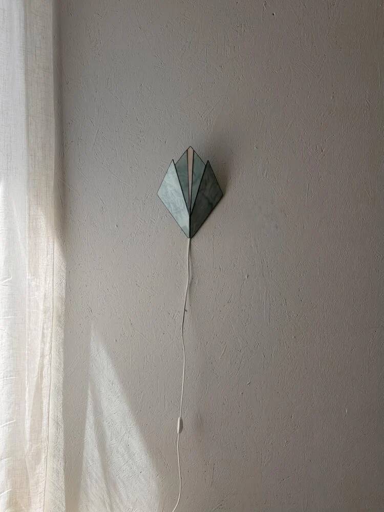 Vintage stained glass wall lamp 1970s