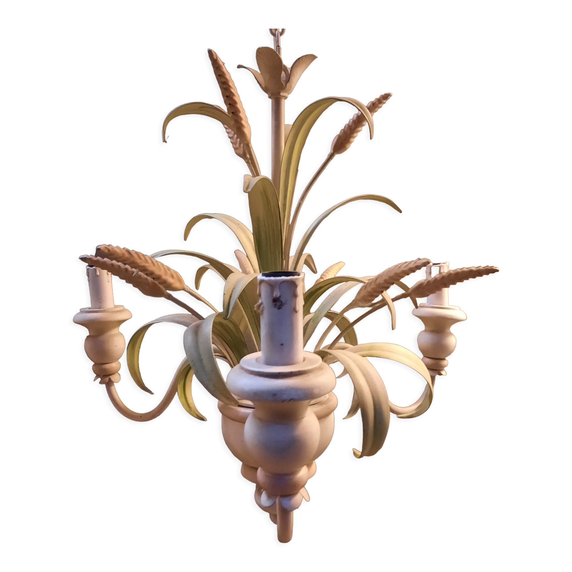 3-light metal vegetal pattern chandelier