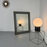 Grand miroir vintage année 70 design DEKNUDT décor géométrique bois