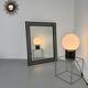 Large vintage mirror from the 1970s, DEKNUDT design, geometric wood decor