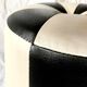 Vintage round pouf in black and white skai