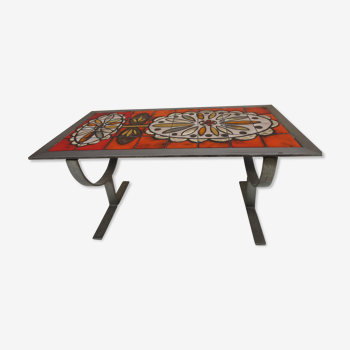 Coffee table in ceramic and metal 1960
