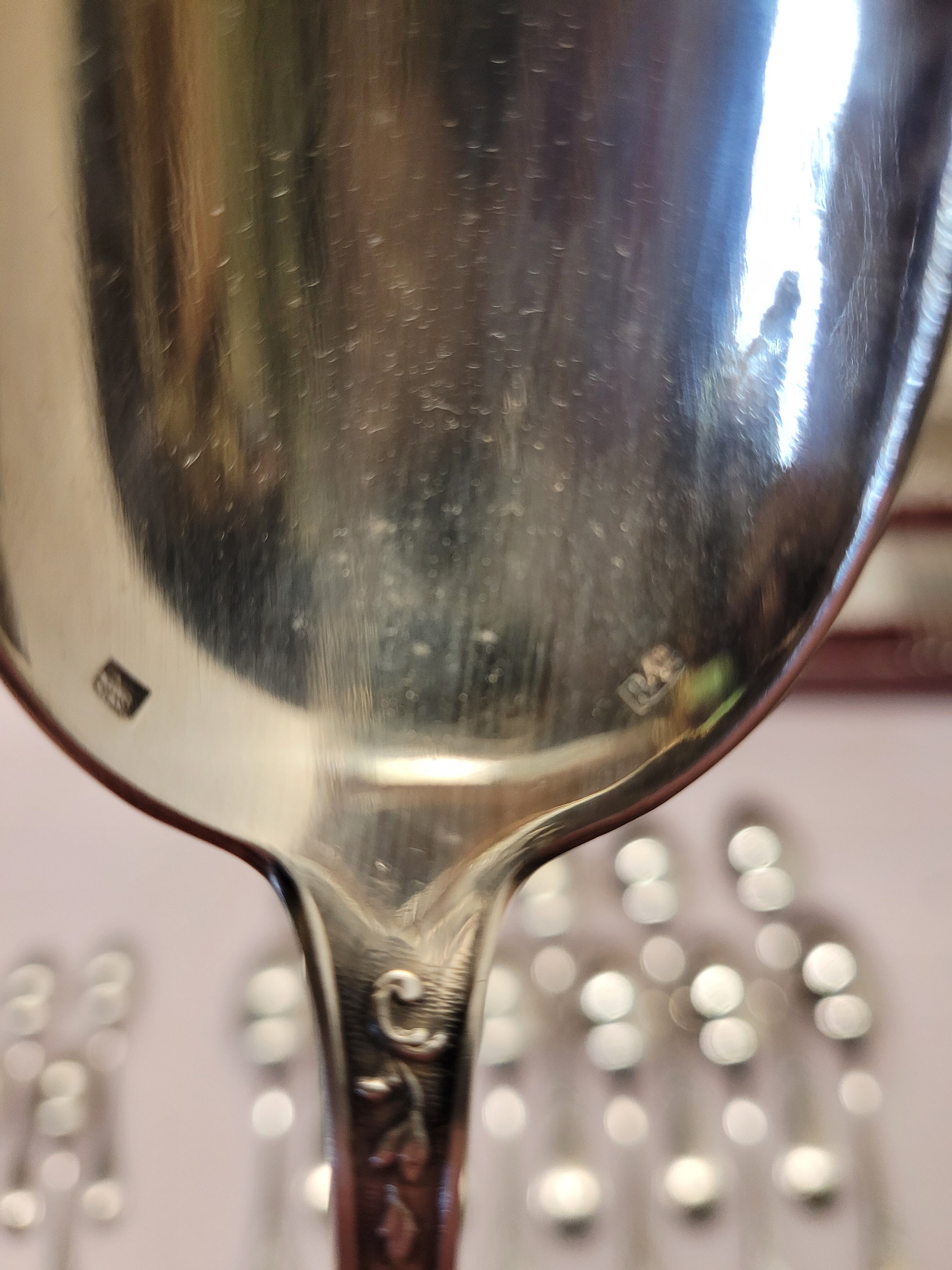 Old silver metal service with box