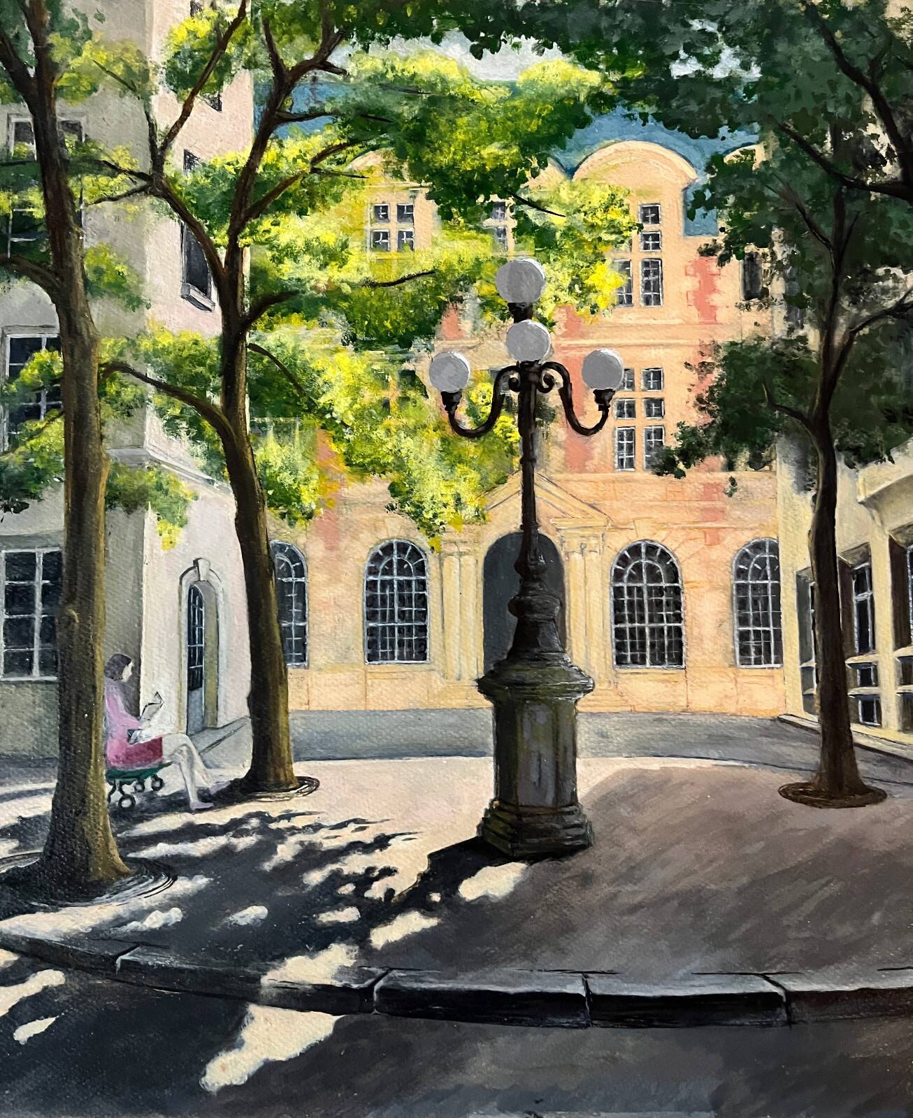 Tableau HSP "Place Furstenberg" in Paris signed Lafitte (mid-20th century)