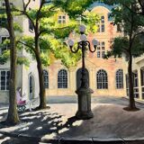 Tableau HSP "Place Furstenberg" in Paris signed Lafitte (mid-20th century)