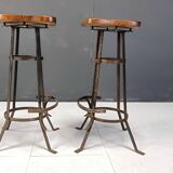 Vintage brutalist bar stools, set of 5 - 1970s