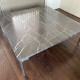 Table basse vintage et moderniste Rolf Benz en marbre et acier