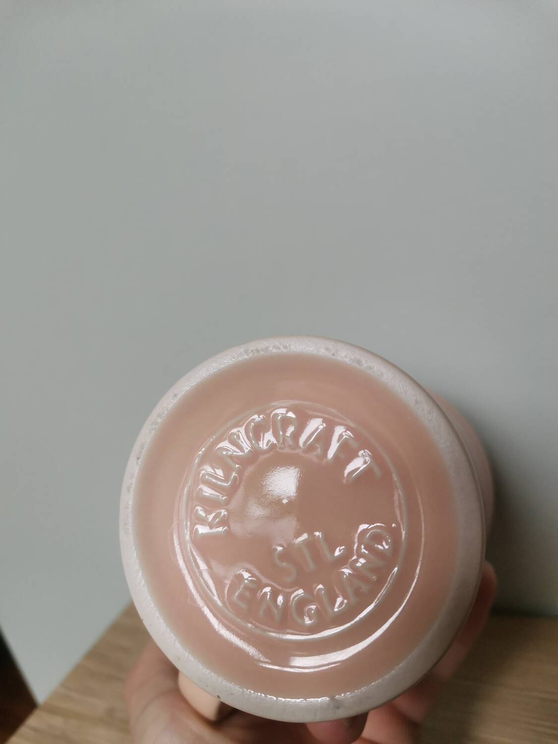 Vintage pastel salmon pink mug kilncraft stl england