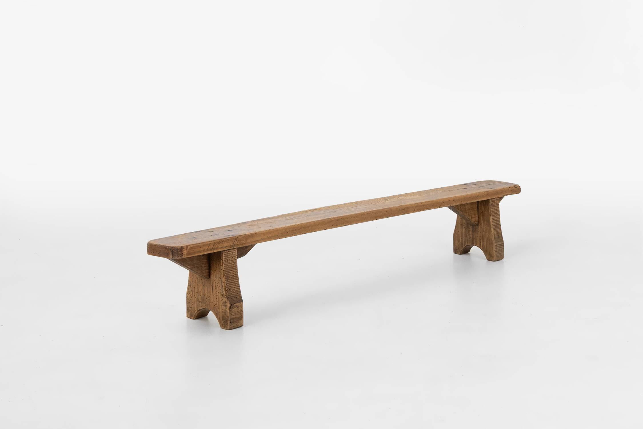 Rustic low bench in solid wood, France ca. 1850