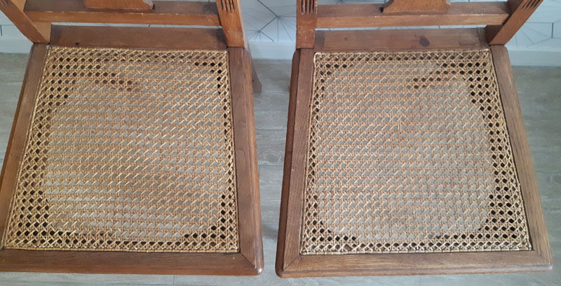 Set of 2 vintage art deco cans chairs.