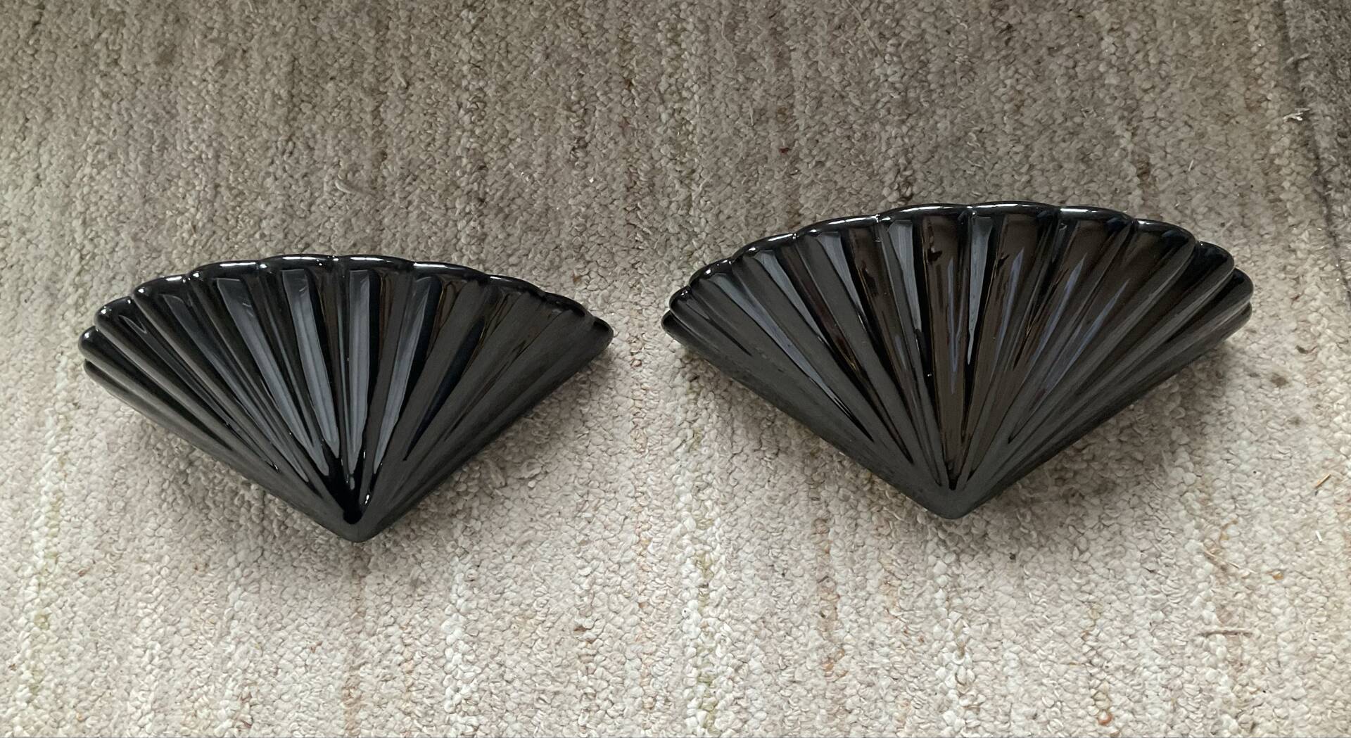 Pair of vintage shell wall lights in glazed porcelain