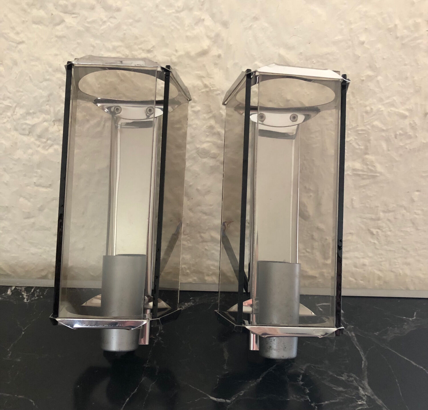 Smoked glass wall lamps