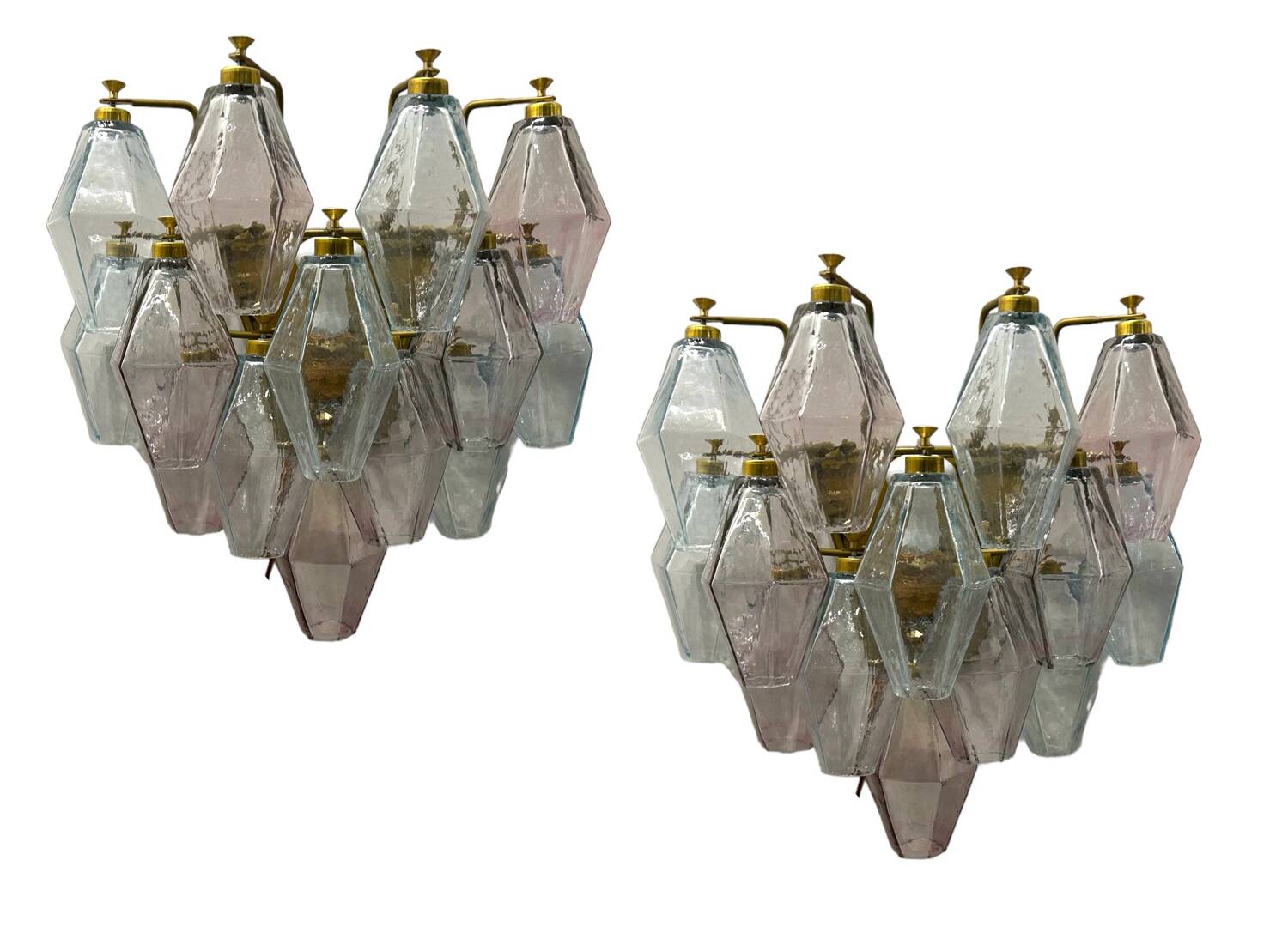 Murano Glass Polygon Sconces Set of 2