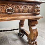 Carved oak display case, Neo-Renaissance style, 20th century