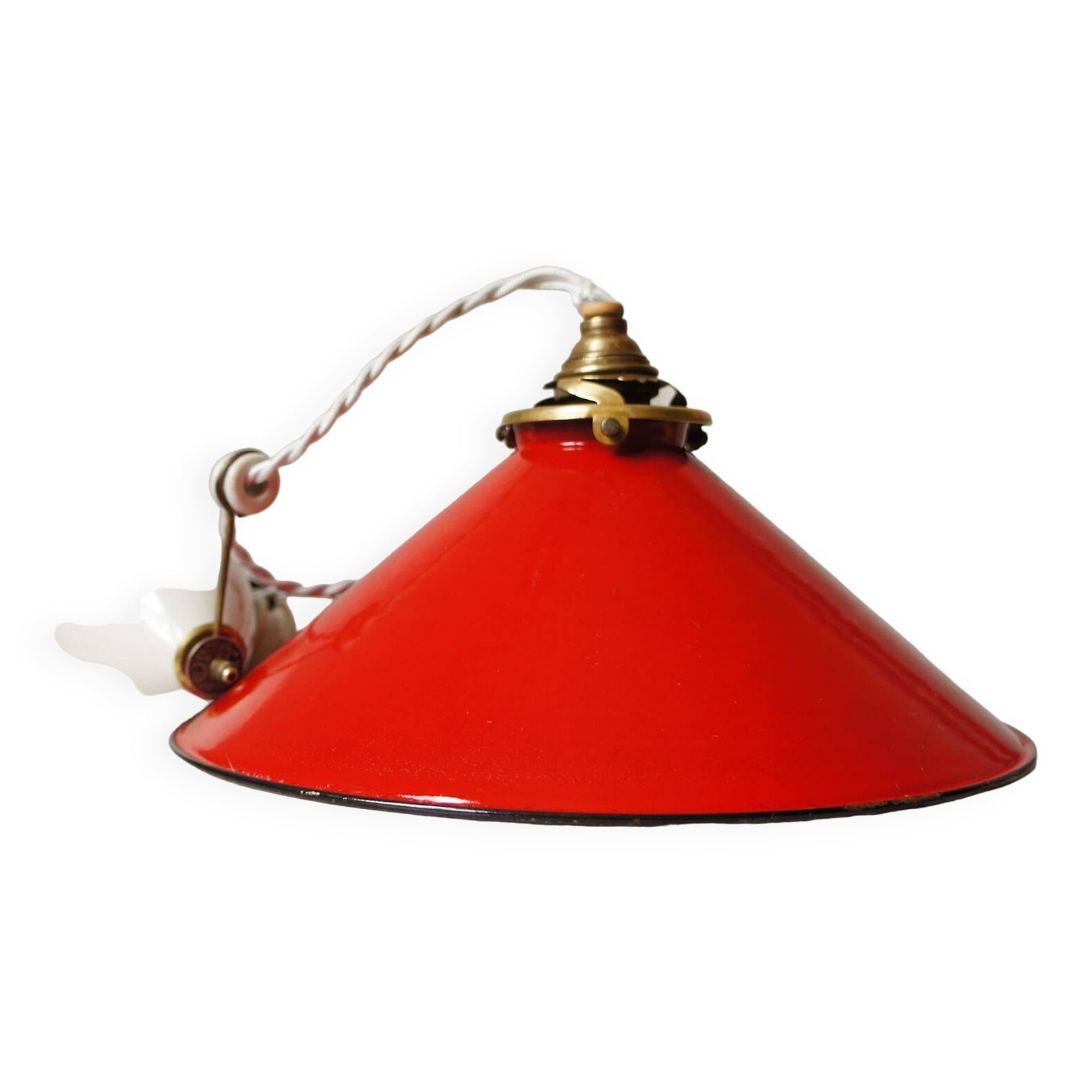 Enamelled sheet metal pendant rises & falls 1920