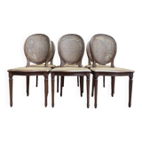 Set of 6 Louis XVI style medallion chairs in cane