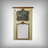 Painted Wooden Trumeau Mirror, Louis XV Style – Late 19th Century
