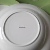 Vintage white and green deep plates stamped Arcachon.