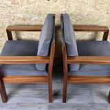 60s 70s Teak Easy Chair Lounge Chairs Danish Modern Design, Set of 2