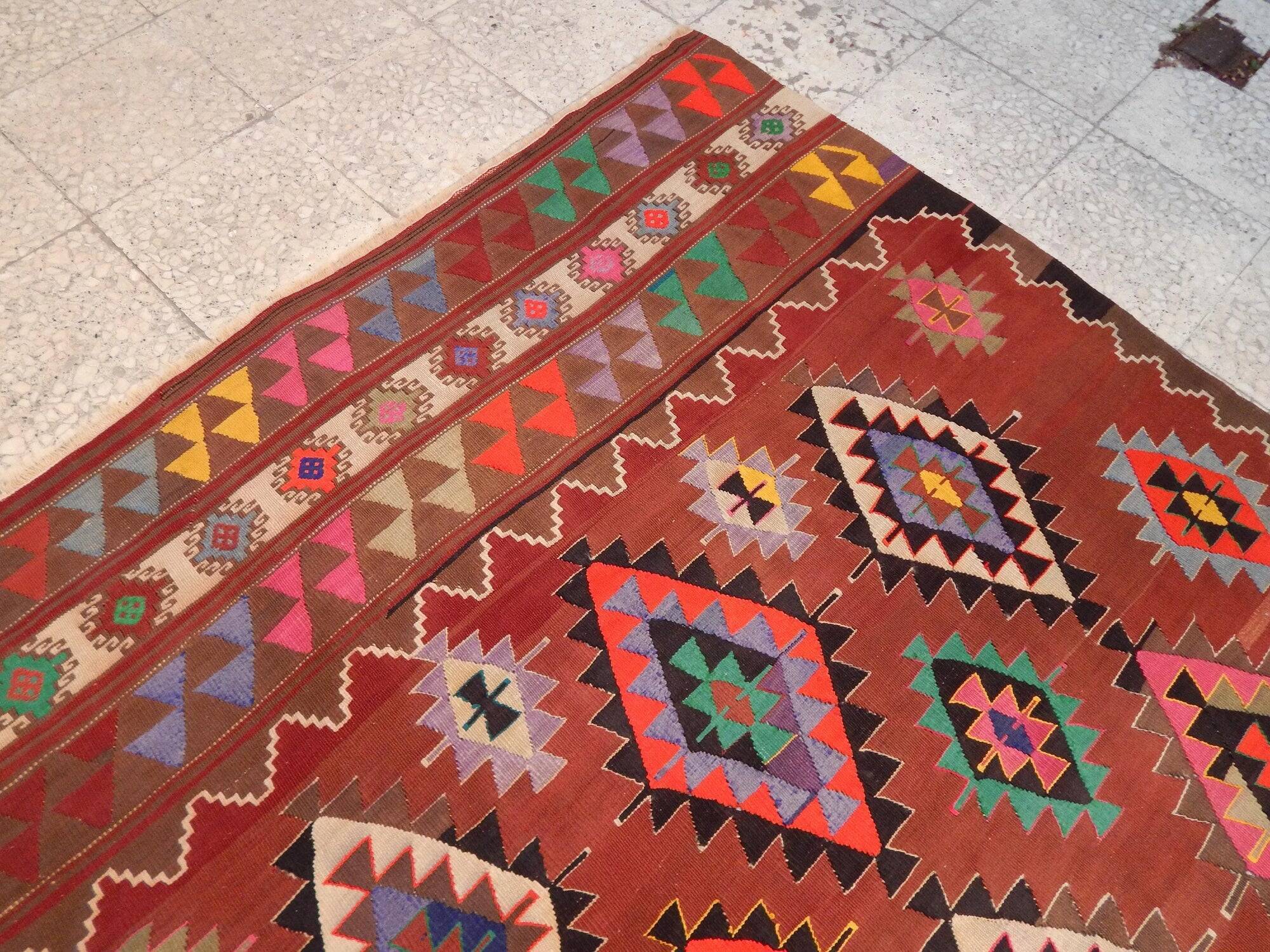Vintage Turkish kilim handwoven 152x232 cm