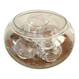 European 6 Person Punch Bowl with 5 Liters Capacity, Handcrafted Clear Crystal Glass with Floral Bar