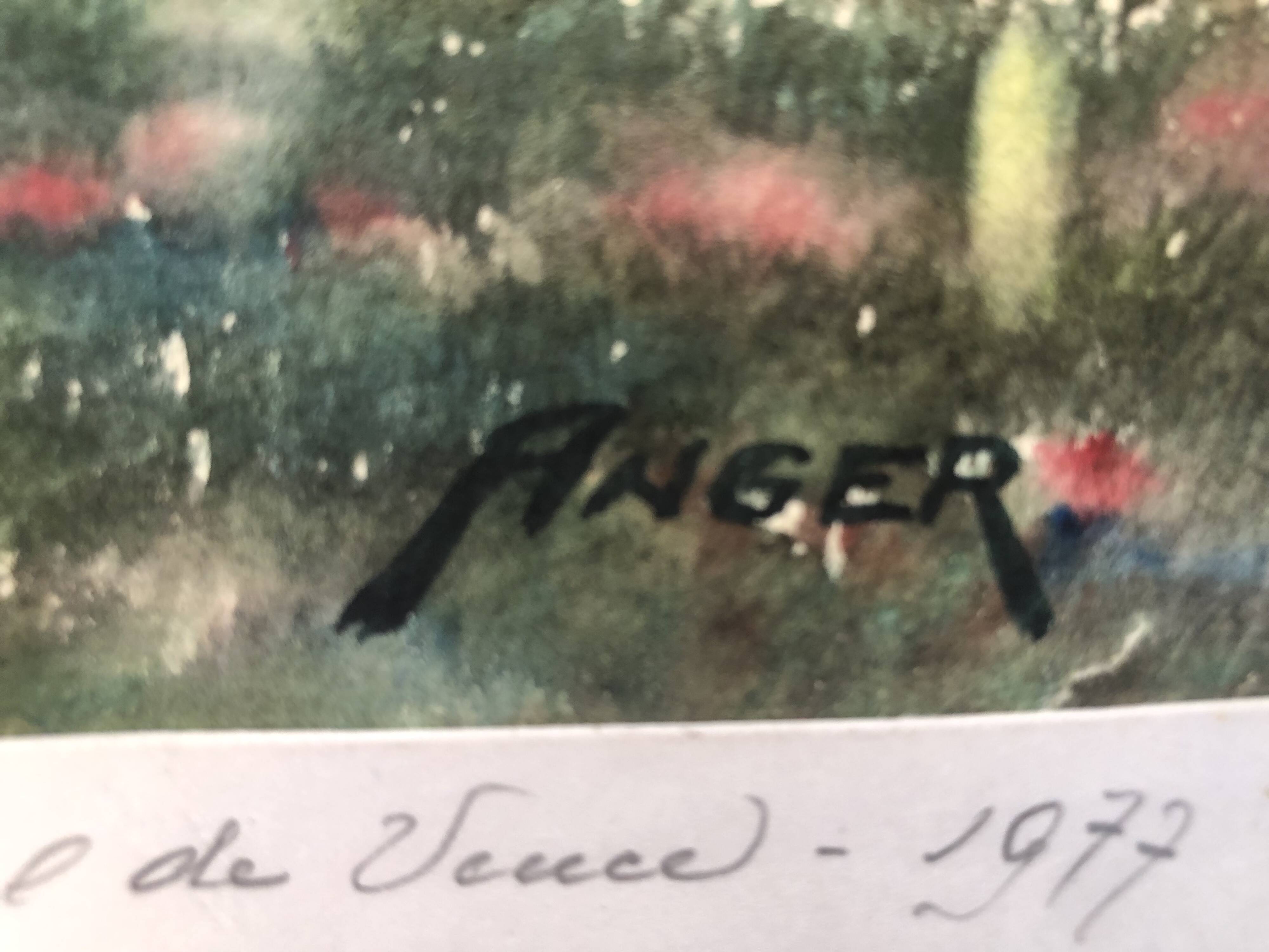 Watercolor saint paul de vence signed jacques anger 1977, provence alpes maritimes 06 impressionism