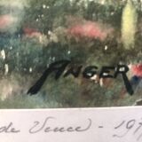 Watercolor saint paul de vence signed jacques anger 1977, provence alpes maritimes 06 impressionism