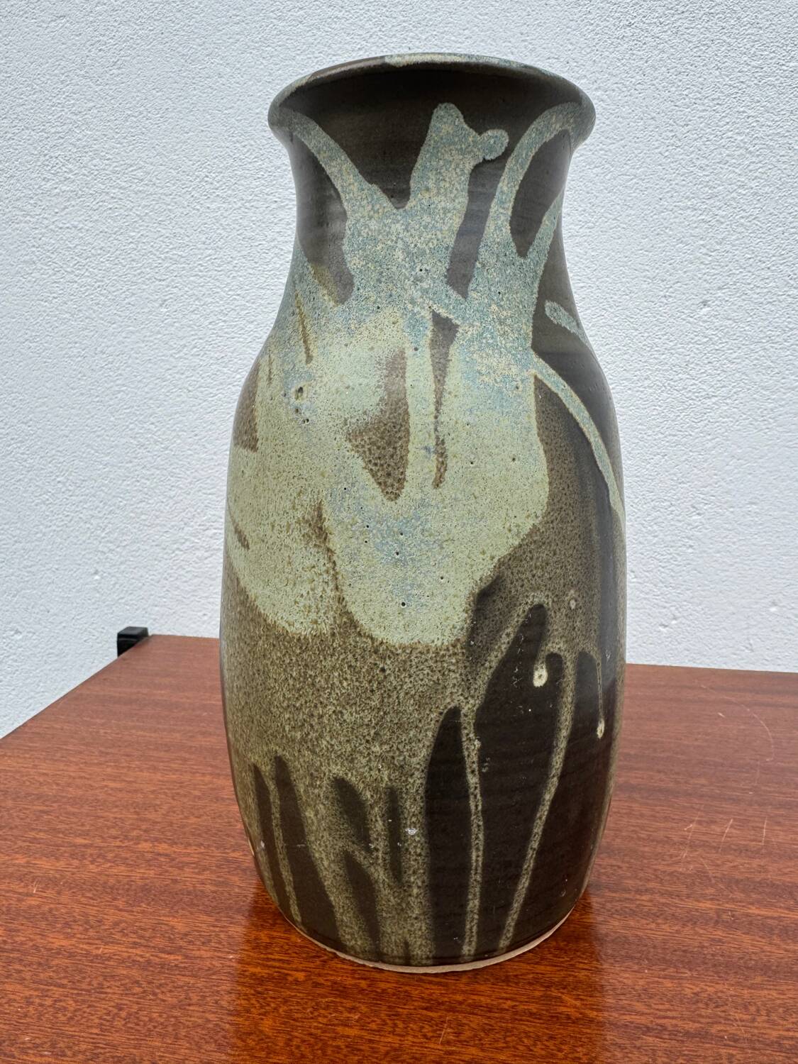 Stoneware vase with drips in the style of Jean Pointu