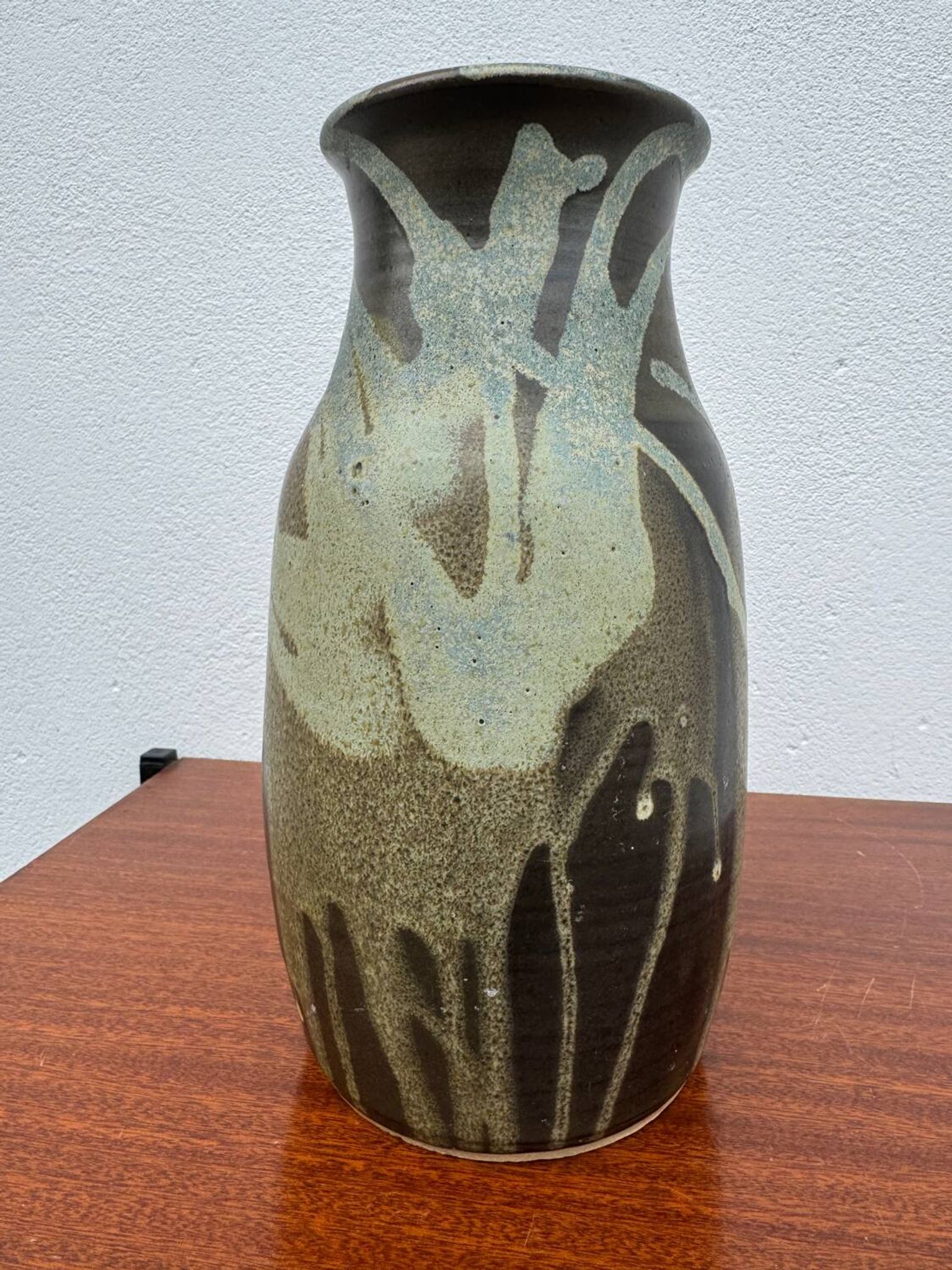 Stoneware vase with drips in the style of Jean Pointu