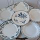 Set of 6 flat plates mismatched nineteenth century, St Amand, Digoin, Moulin des Loups, Lonchamp