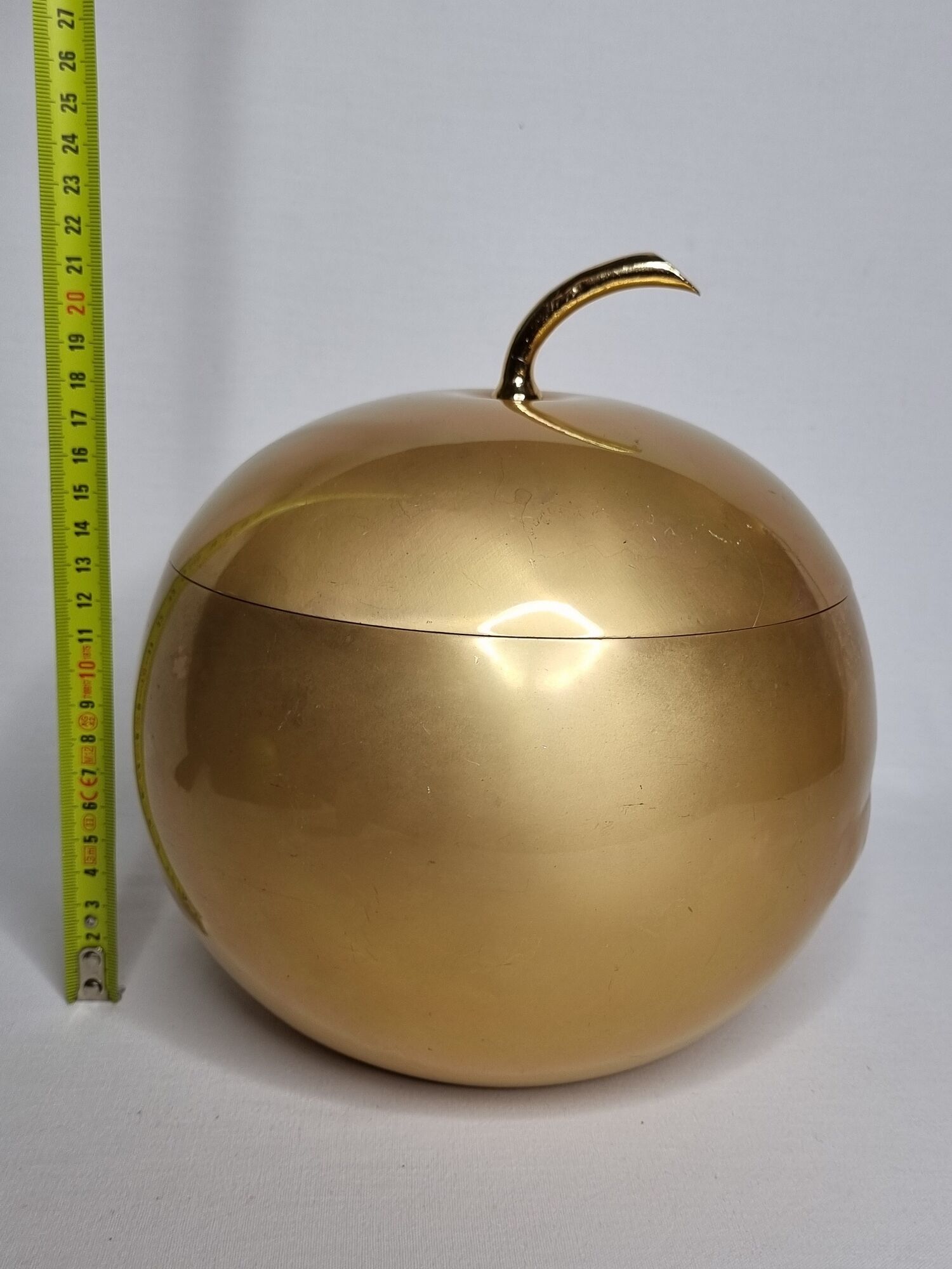 Spherical ice bucket in metallized aluminium, Luxium France, 23 cm