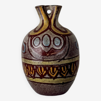 double-necked ceramic vase by Accolay, circa 1960