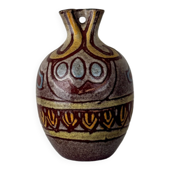 double-necked ceramic vase by Accolay, circa 1960