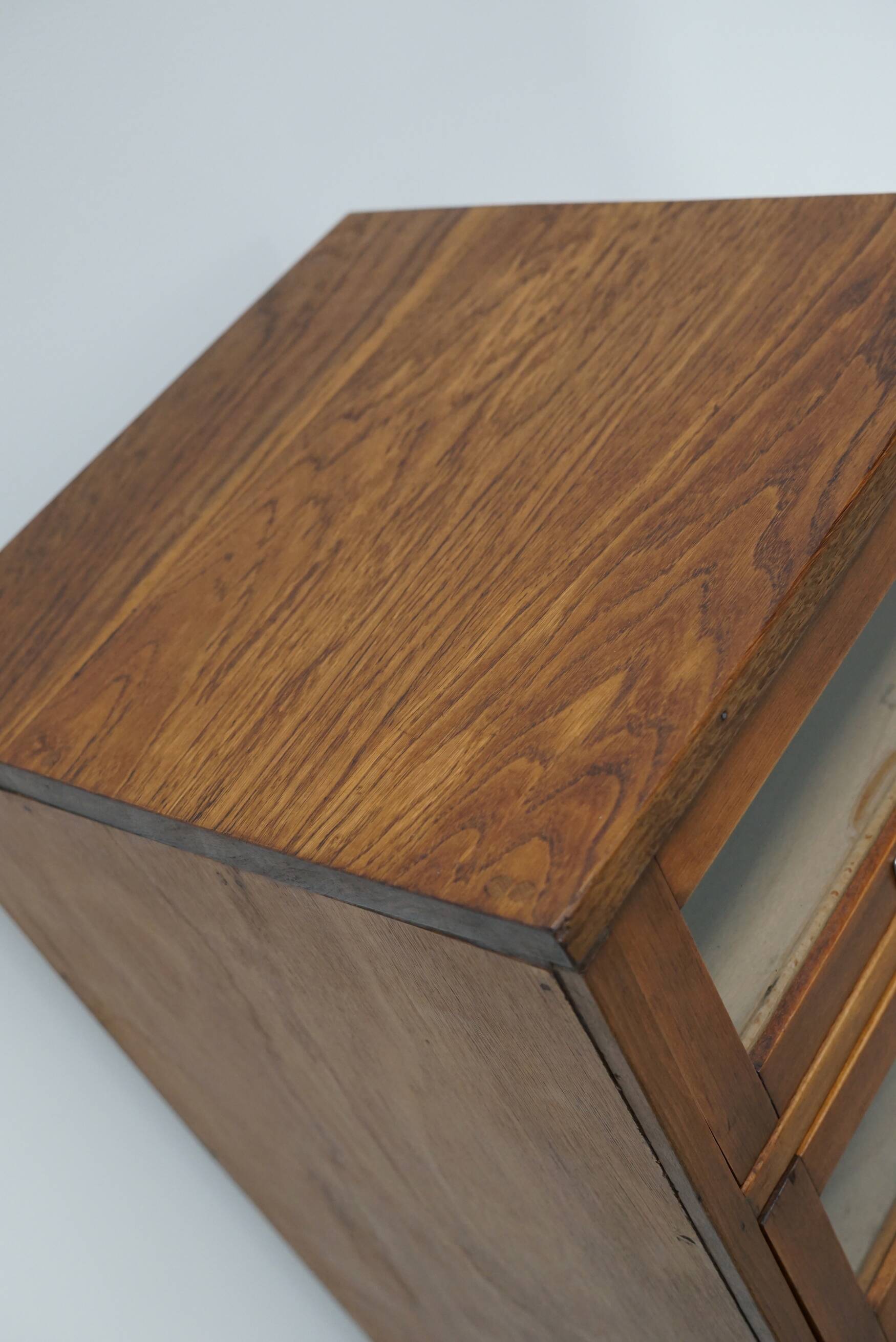 Vintage German Beech / Oak Haberdashery Shop Cabinet / Vitrine, 1950s