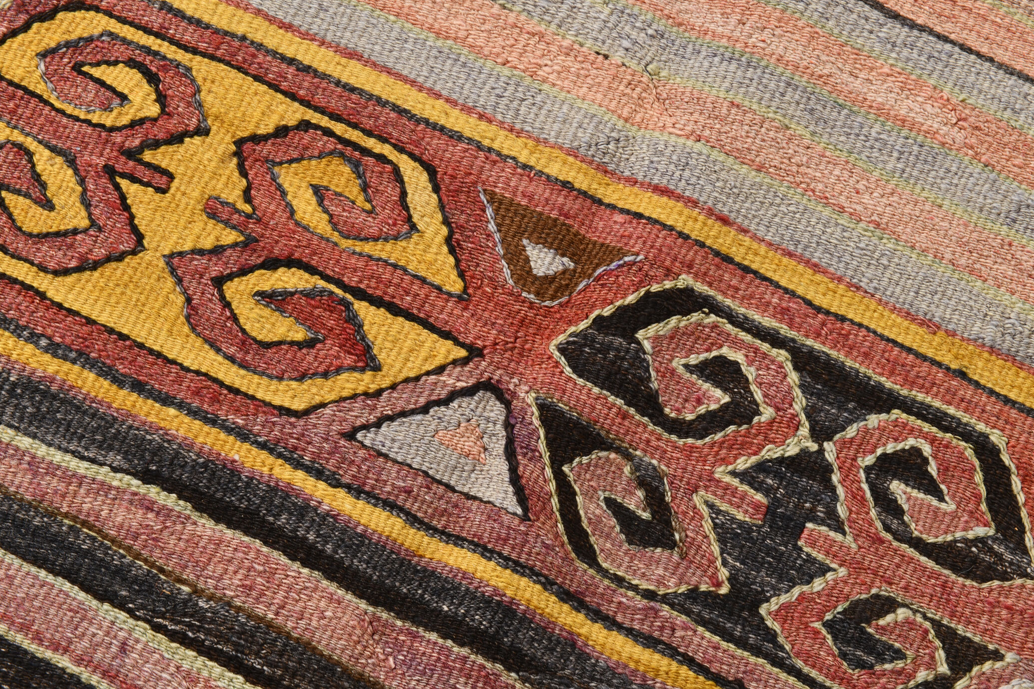 Wool on cotton kilim rug 202x166cm