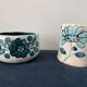 2 cups maja white and blue enamelled ceramic cups