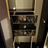 Black and gold lacquered Sanibloc furniture in the style of Maison Jansen, 1970