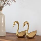 Pair of vintage brass swans