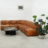 Canapé modulable De Sede 'DS-15' en cuir cognac patiné, Suisse 1970