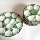 Service of 10 shellfish plates and 1 Longchamp dish
