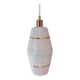 Mid century art deco pendant light fixture, gold striped glass, azure blue