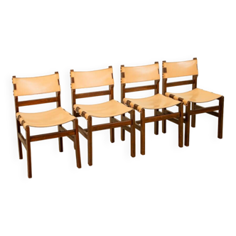 Ensemble de 4 chaises en bois pour Maison Regain 70's
