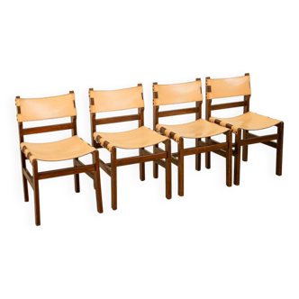 Set of 4 wooden chairs for Maison Regain 70's