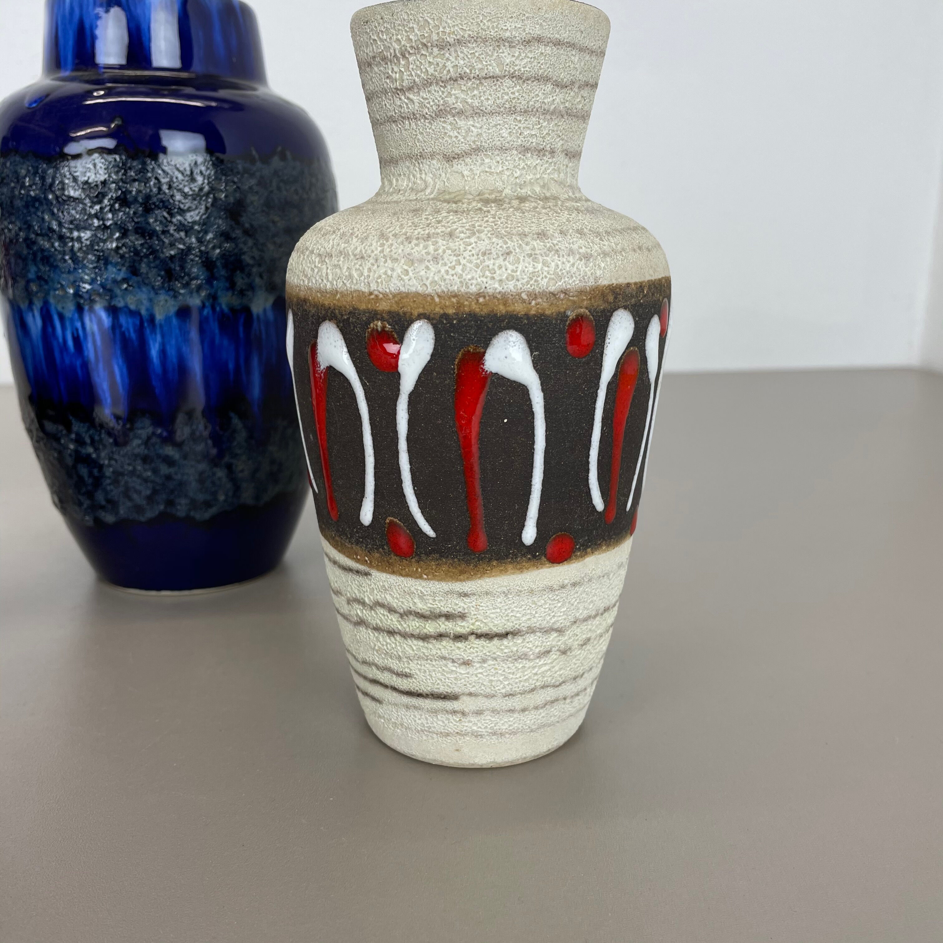 Set of Five Vintage Pottery Fat Lava Vases Made by Scheurich, Germany, 1970s