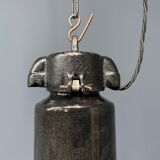Large black enamel Bauhaus hanging lamp