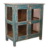 Antique Burmese teak sideboard with original blue and white patina